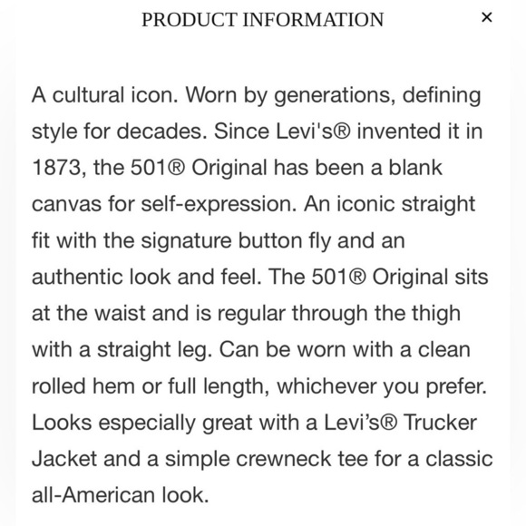 LEVIS 501 BUTTON FLY ORIGINAL FIT STRAIGHT MEN’s JEANS W34/L36 NEW NO TAGS - Picture 9 of 9